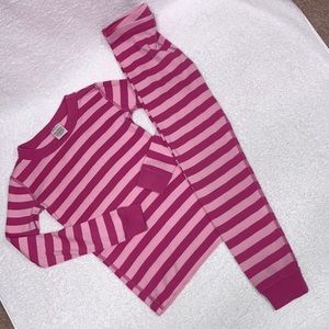 Hanna Andersson pink striped snug fit organic cotton pajamas 120cm 6/7